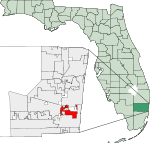 Map of Florida highlighting Dania Beach